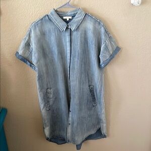 Mystree soft denim oversized button up shirt